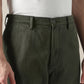 Men's Olive Green Wide Leg Fit Mid Rise Chinos - Detail View