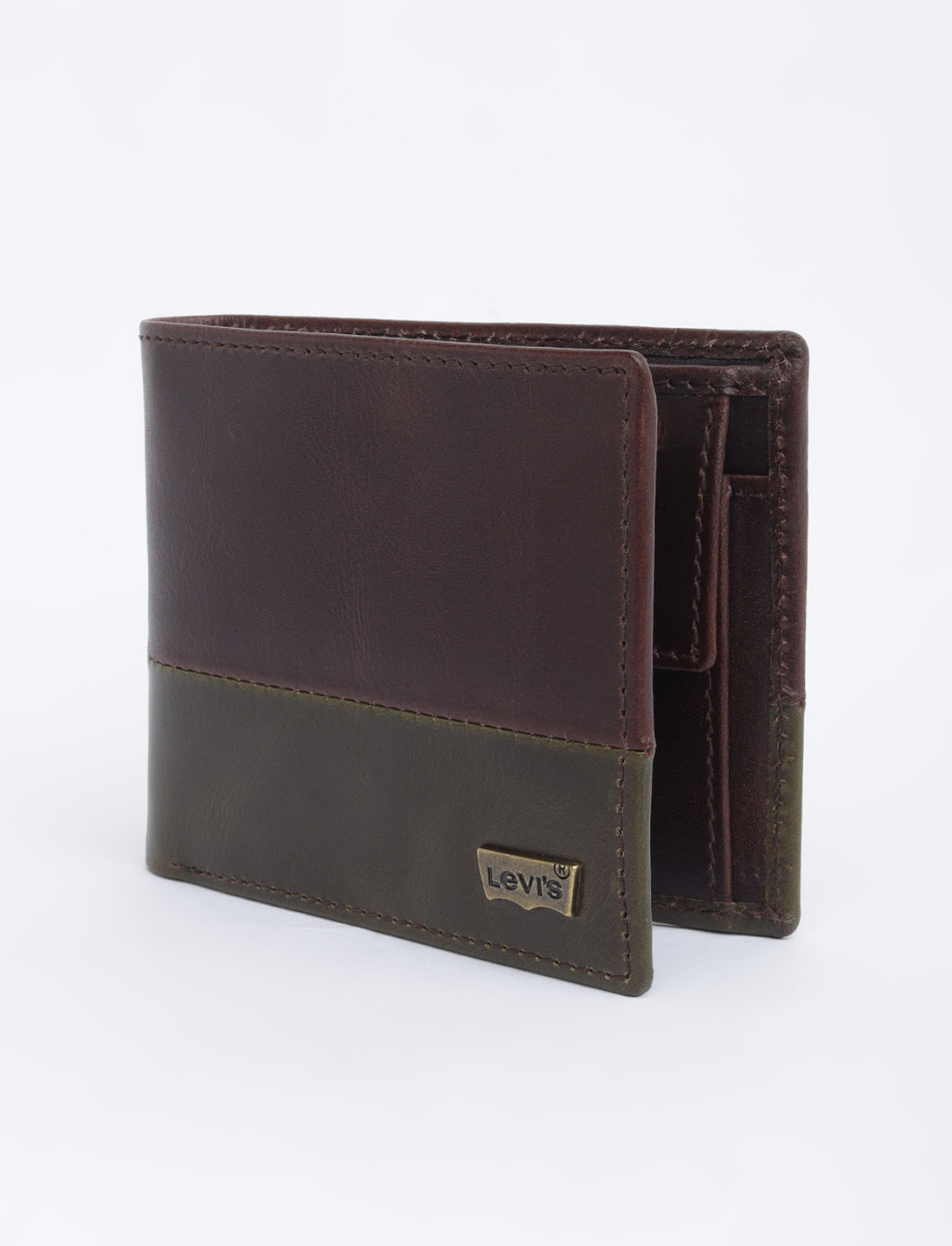 Men's Brown Colorblock Bi-Fold Wallet - 2 View