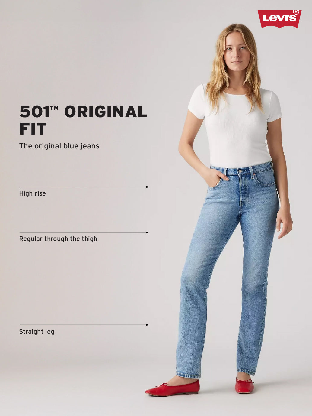 Women's 501 Blue Straight Fit High Rise Jeans - 5fd9d122-c2b5-4616-9054-a501958e5506 View