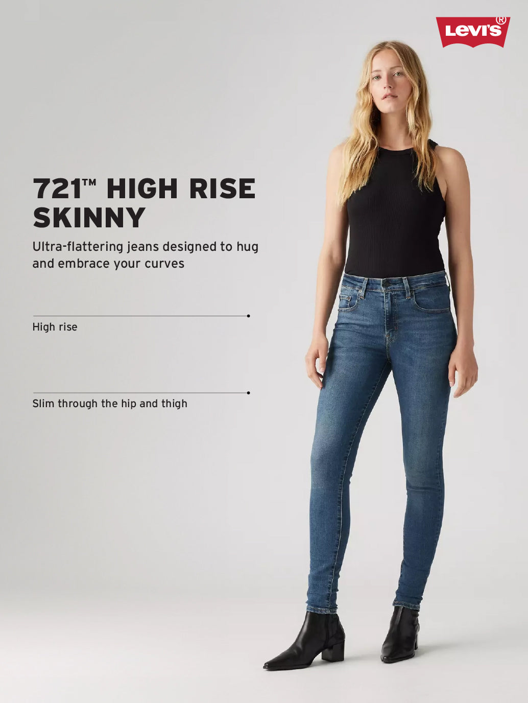 Women's 721 Blue Skinny Fit High Rise Jeans - 0ec7469c-74a7-4e60-a7f8-00c6535c4c90 View