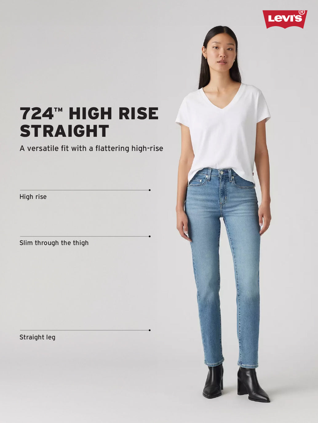 Women's 724 Blue Straight Fit High Rise Jeans - 1048beff-5e57-4f45-a5c4-de68a64b4df1 View