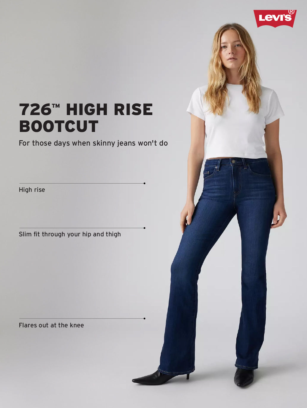 Women's 726 Blue Flared Fit Mid Rise Jeans - 21e37925-17c1-4087-baad-c6c521c8b4a3 View