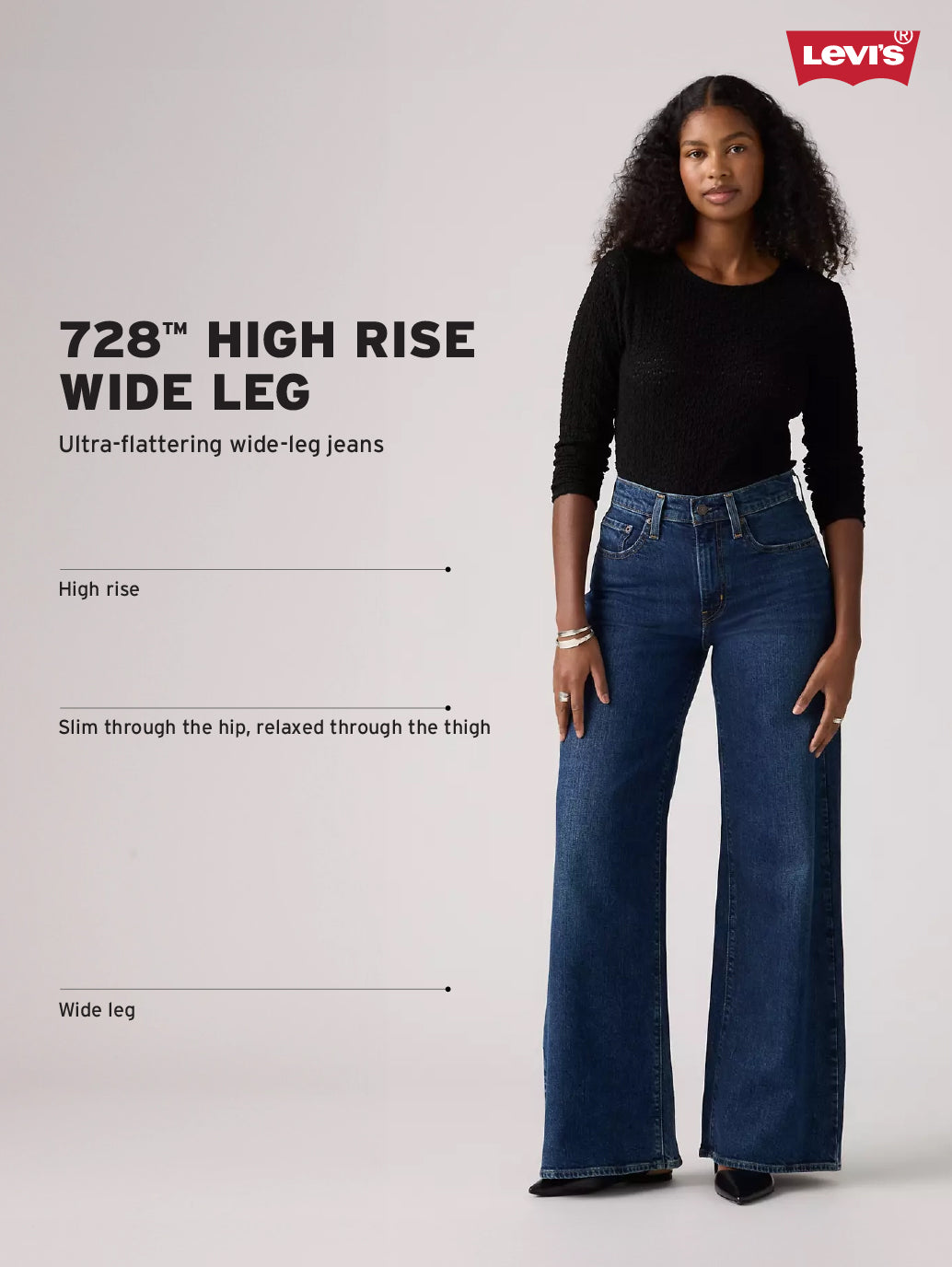 Women's 728 Dark Indigo Wide Leg Fit High Rise Jeans - d4325483-2f1e-4942-8f36-d29cb8a7e4a0 View