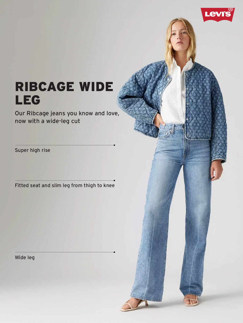 Women's Blue Ribcage Wide Leg Fit High Rise Jeans - b6b86bac-e98a-49e9-9388-fcede92c2a30 View