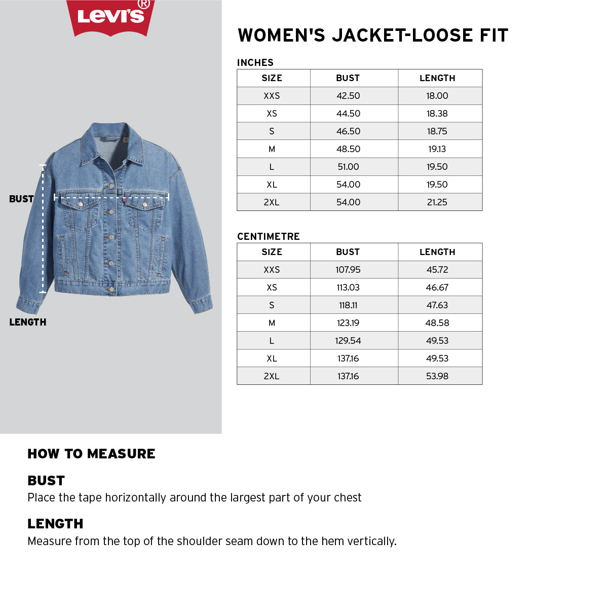 Mens Jackets Levi's Trucker Jacket Size Chart Levi's Jackets