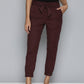 Women's Mid Rise Maroon Baggy Fit Trousers