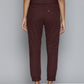 Women's Mid Rise Maroon Baggy Fit Trousers