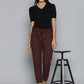 Women's Mid Rise Maroon Baggy Fit Trousers