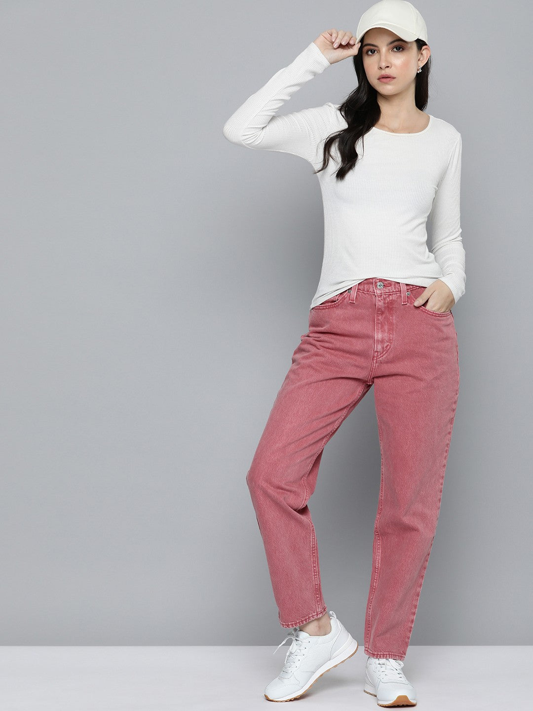 Women's 80s Mom Pink Loose Fit High Rise Jeans