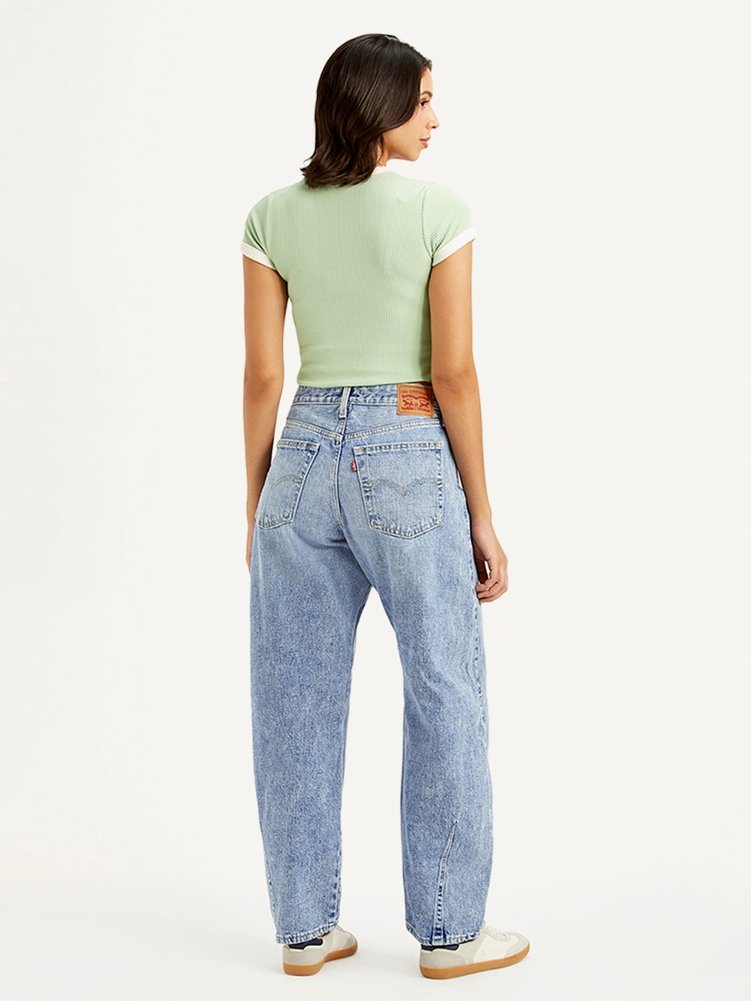 Women's Light Blue Baggy Dad Barrel Fit Mid Rise Jeans - a72e61394807f03818db140aa1b600aa View