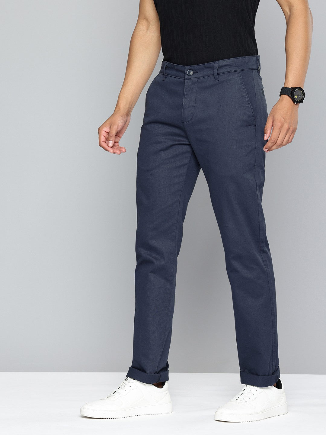 Men's Navy Slim Fit Chinos - 2 View