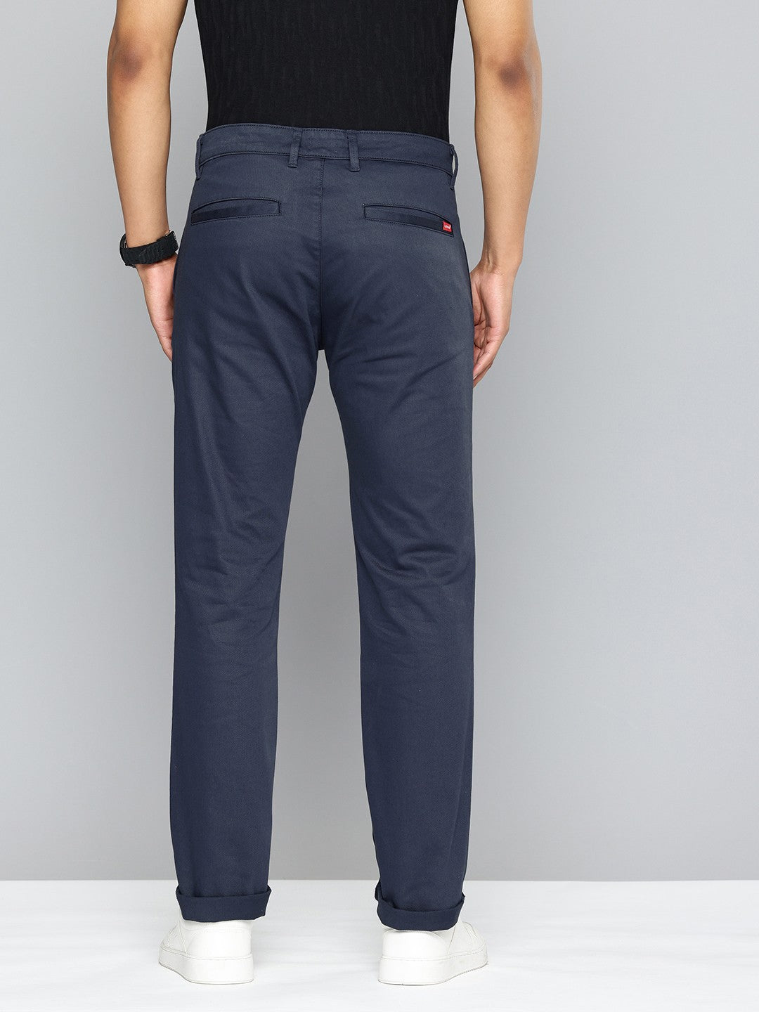 Men's Navy Slim Fit Chinos - 3 View