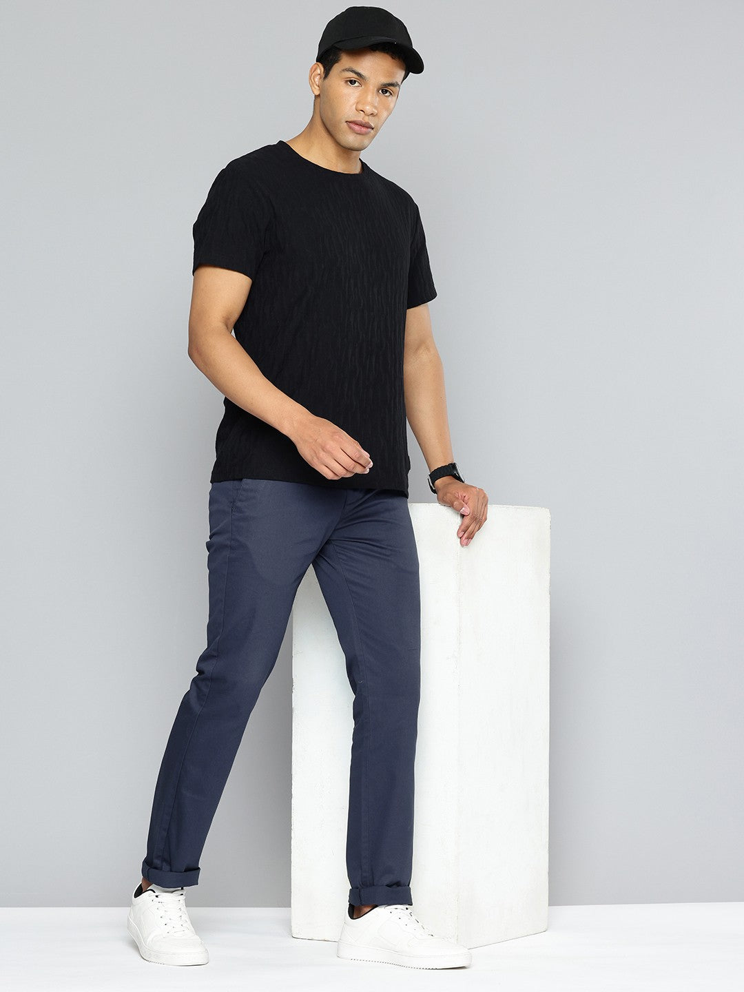 Men's Navy Slim Fit Chinos - 4 View