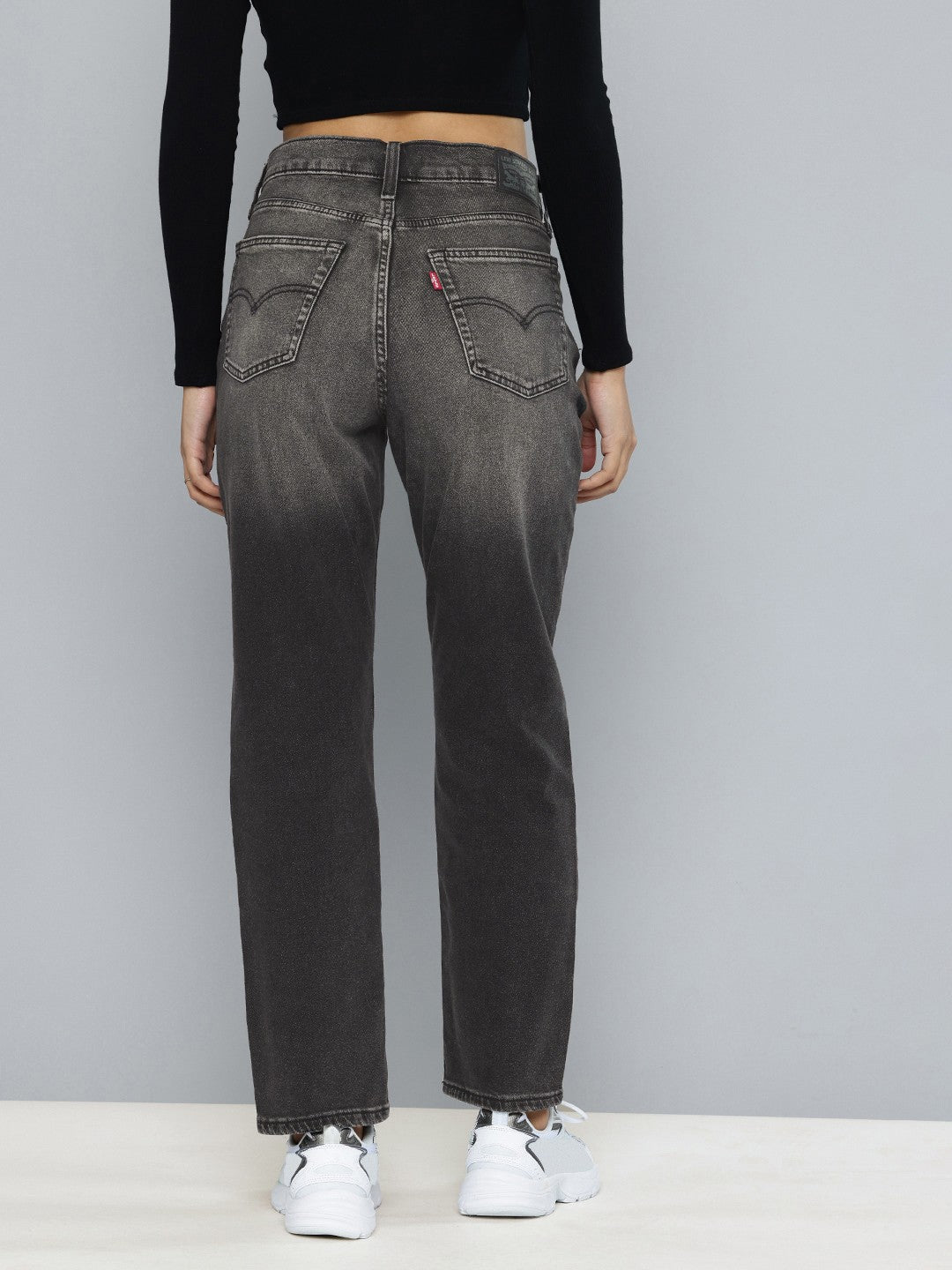 Women's 724 Black Straight Fit High Rise Jeans - a8701a5b-cf10-41d5-b550-137f011876911737449878706-Womens-High-Rise-724-Slim-Straight-Fit-Black-Jeans-276173744-3 View