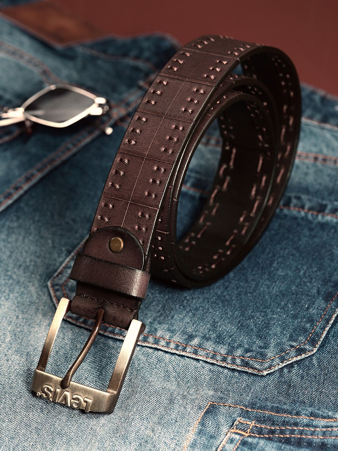 Men's Brown Textured Belt