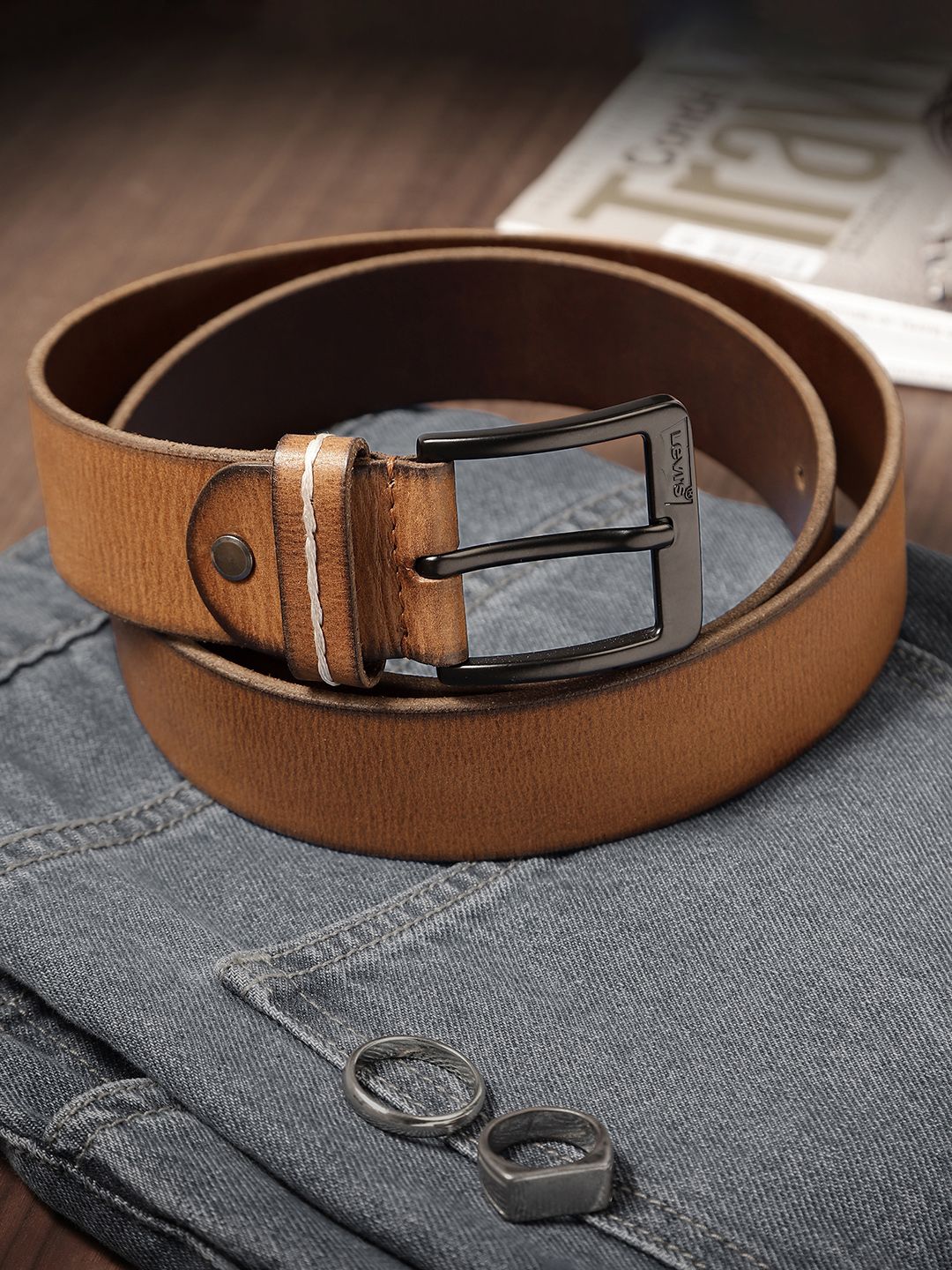 Men's Brown Solid Belt
