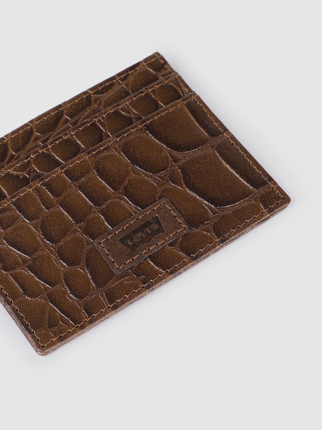 Men's Brown Textured Wallet - af7f1454-9a3c-4774-a02f-bbcb3e68e45a1742210040407-Men-Brown-Printed-Leather-Cardholder-1871742210040217-4 View