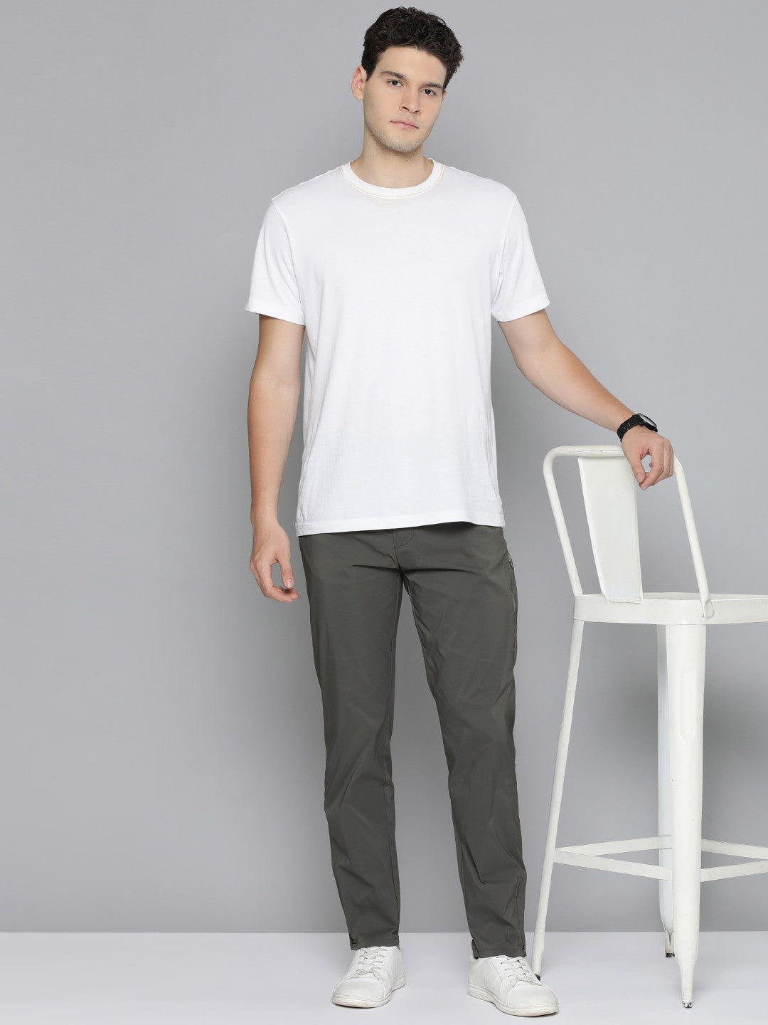 Men's Grey Regular Fit Trousers