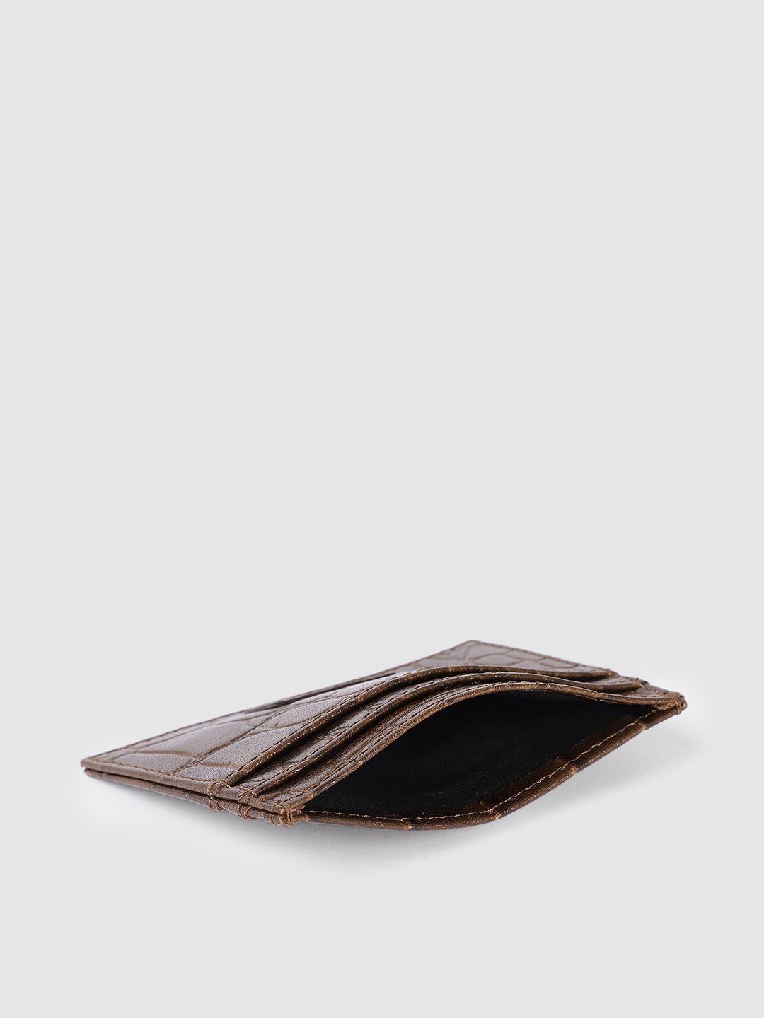 Men's Brown Textured Wallet - b8e96ef9-0b33-41ff-9fea-17d5ca3652901742210040433-Men-Brown-Printed-Leather-Cardholder-1871742210040217-3 View