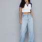 Women's Blue Baggy Fit High Rise Jeans - b99e9d1e470fe38e7d00f2838f73e615 View