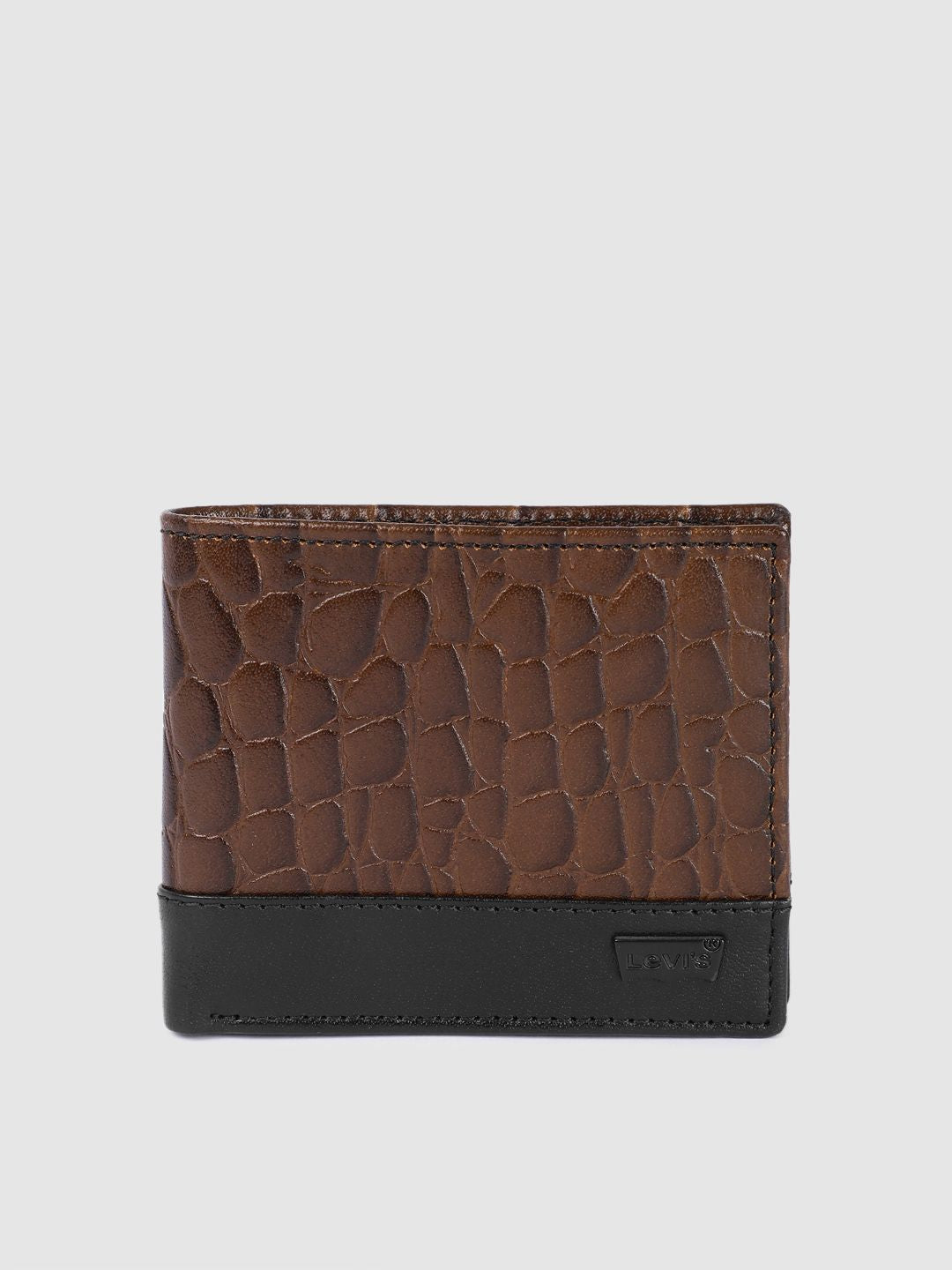 Men's Brown Textured Card Holder - bbbd9a8a-667a-43e4-9544-4cc41d8740dc1742210050274-Men-Brown--Black-textured-Leather-Cardholder-173174221004986-1 View