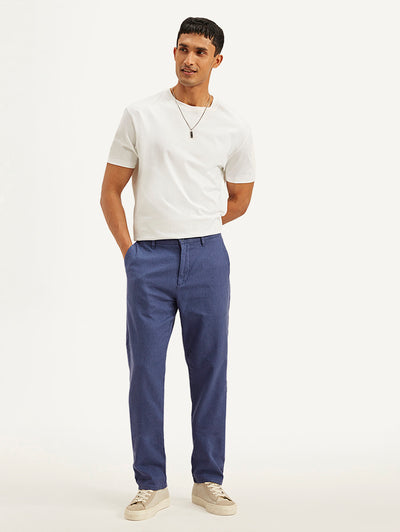 Men's Indigo Authentic Straight Fit Linen Chino Pants