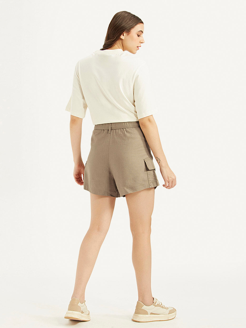 Women's High Rise Khaki Relaxed Fit Shorts - bd76460eb82ae5ee01104f29edc9f975 View