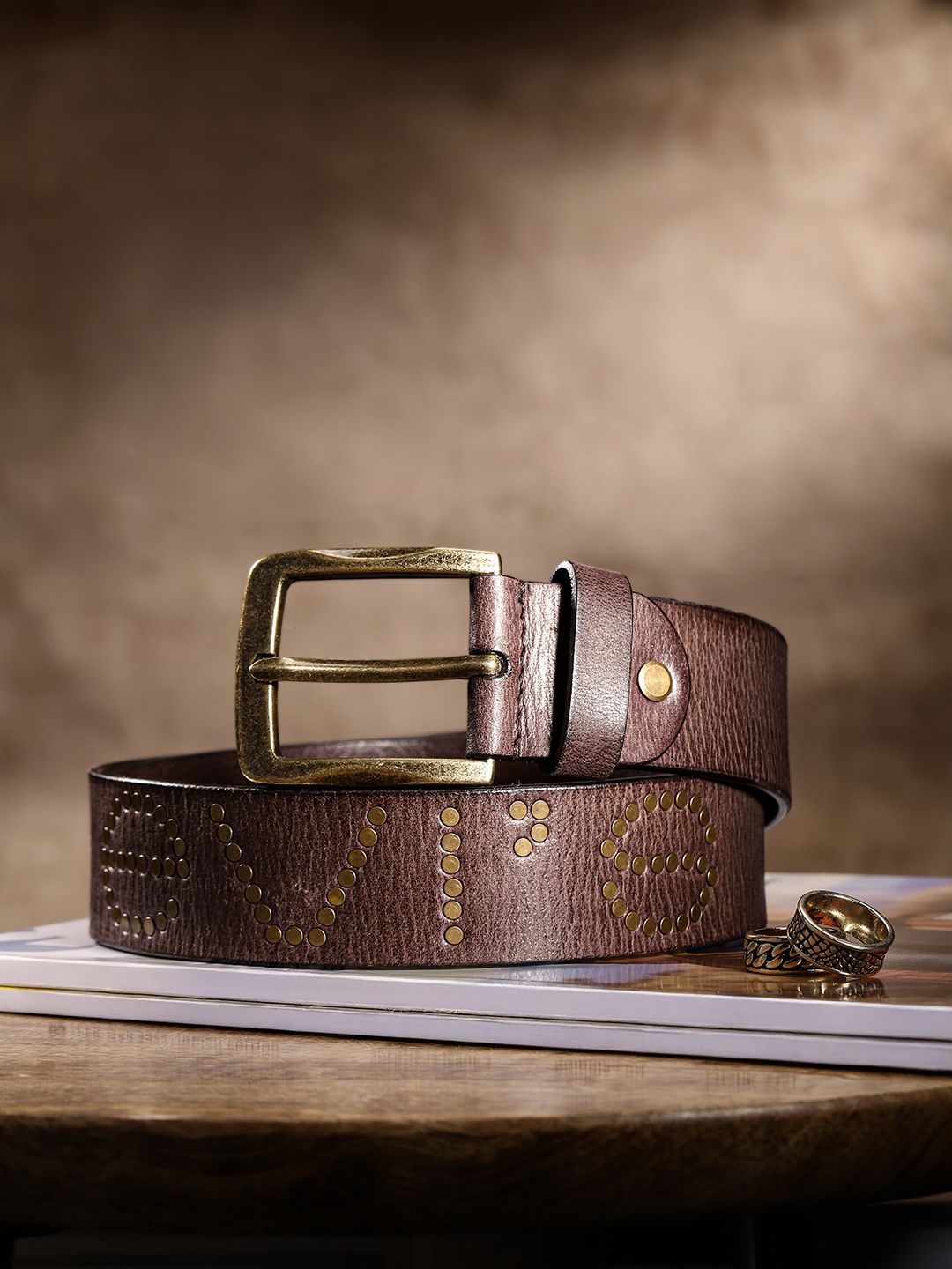 Men's Brown Textured Belt