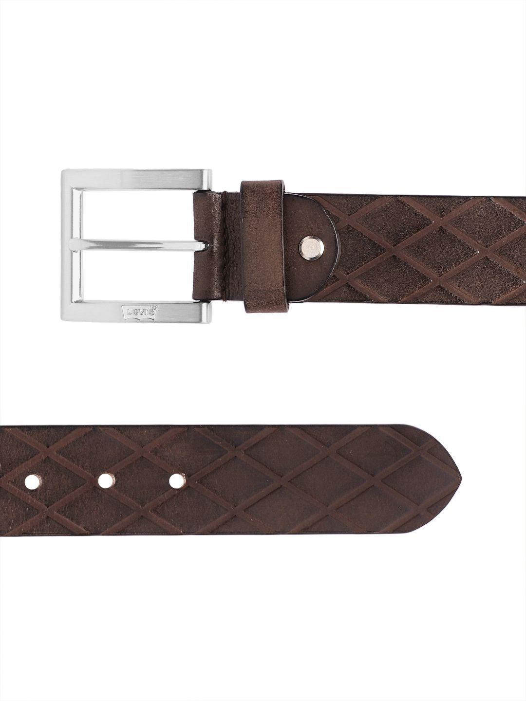 Men's Brown Textured Belt - c1bd660e-b725-4582-8785-87762a3aa6751742204296371-Men-Textured-Leather-Belt-1301742204296259-3 View