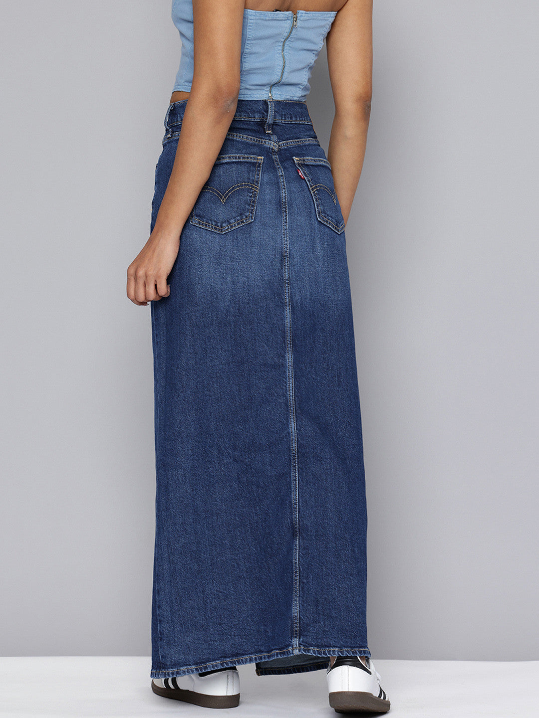 Women's High Rise Dark Blue Slim Fit Skirt - c86368b2-a93c-4e11-8537-d8c3a3ef22ed1740743657160-Womens-High-Rise-Dark-BlueSlim-Fit-Skirt-701740743656634-3 View