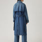 Women's Solid Blue Denim Trench Coat - cd9940685b9e5153532ecebd9afcb9ed View