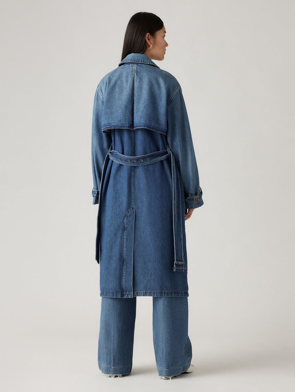 Women's Solid Blue Denim Trench Coat – Levis India Store