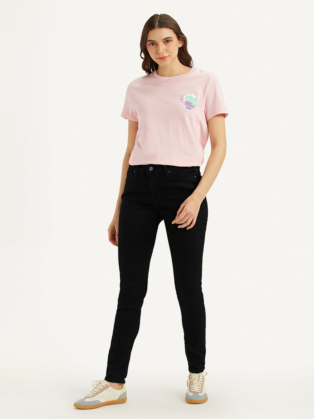 Women's 711 Black Skinny Fit Mid Rise Jeans