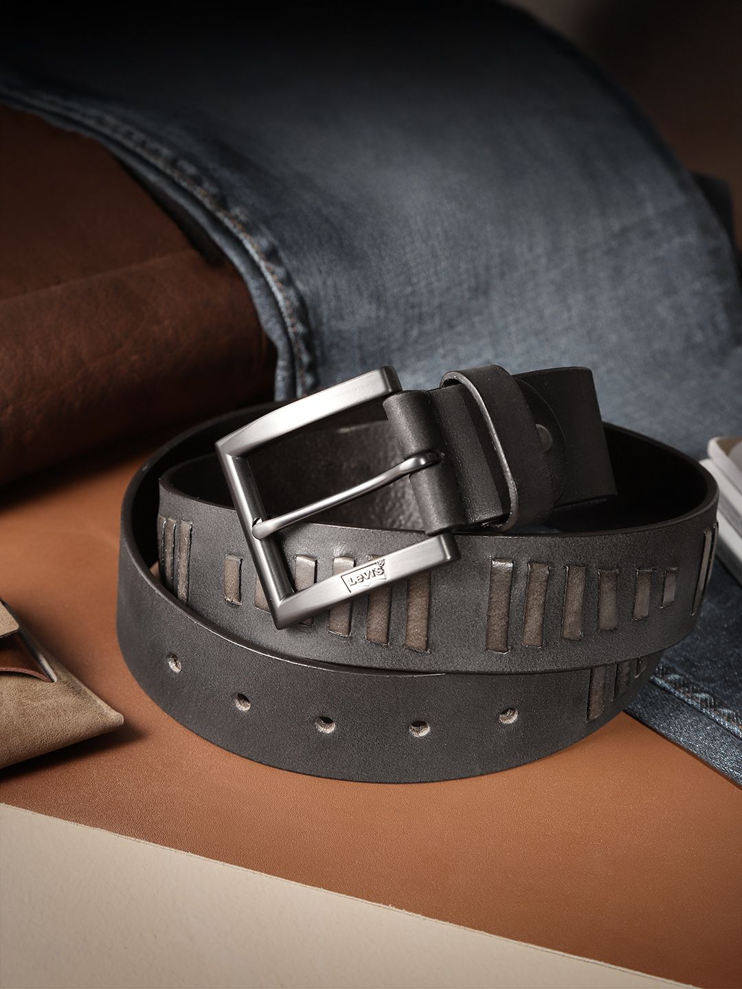 Men's Grey Textured Belt
