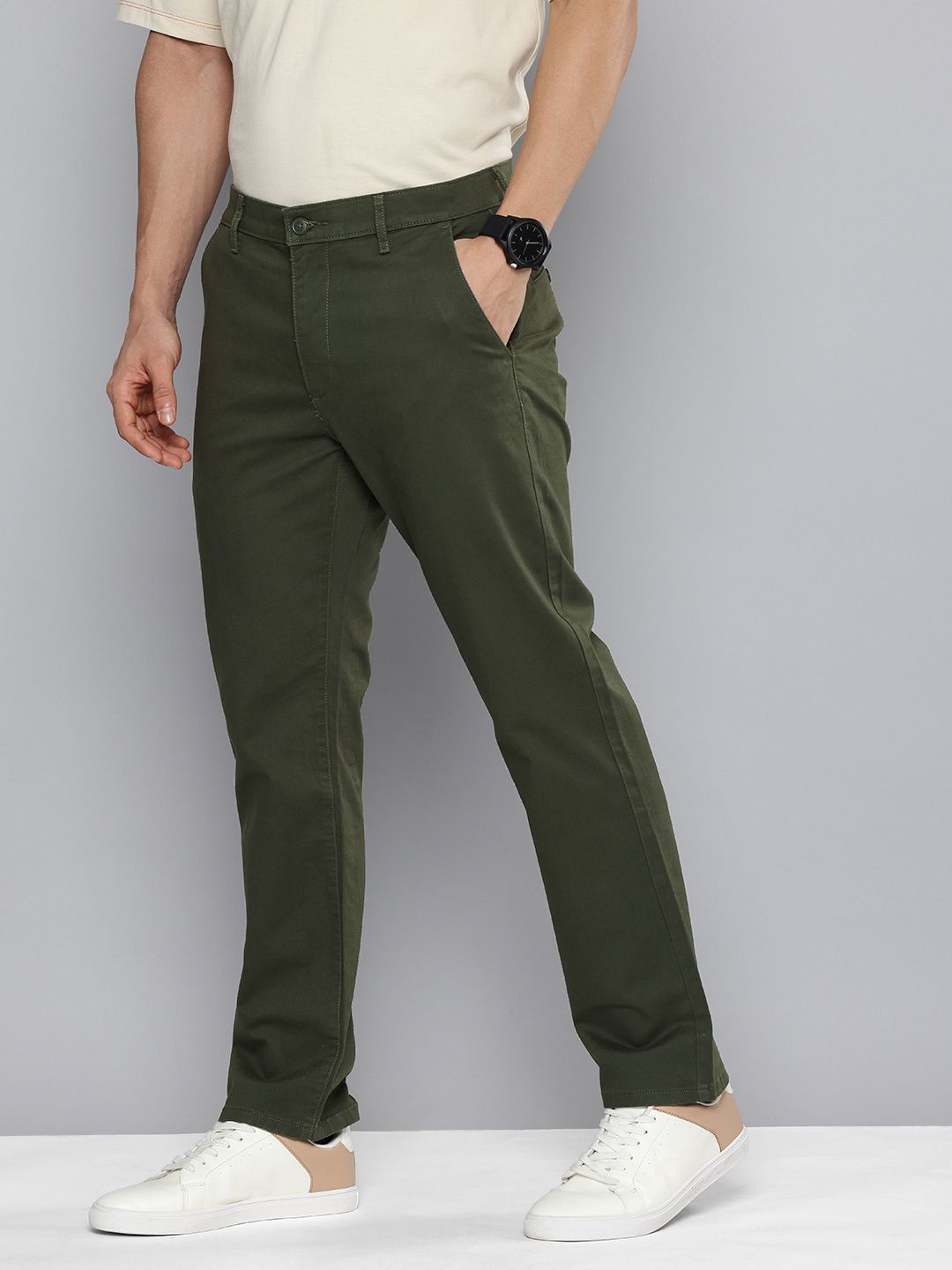 Men's Green Tapered Chinos - db217e08dfe0b1cf21891984e448f696 View