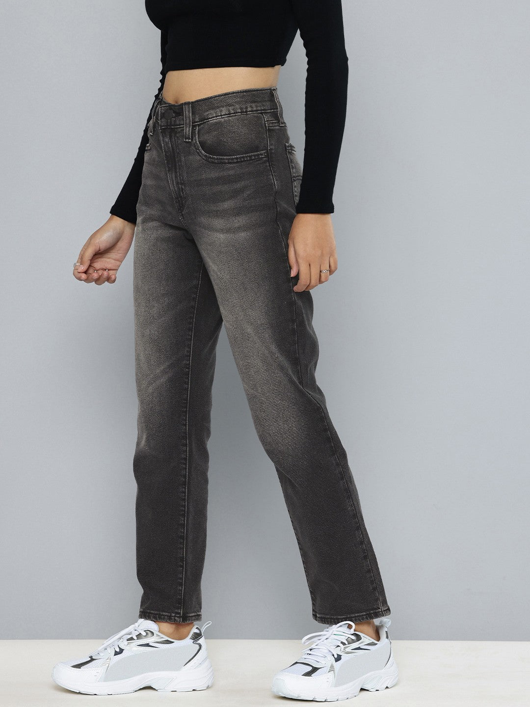 Women's 724 Black Slim Straight Fit High Rise Jeans - de72ffe3-7b88-4927-845c-f37908d89e901737449878728-Womens-High-Rise-724-Slim-Straight-Fit-Black-Jeans-276173744-2 View
