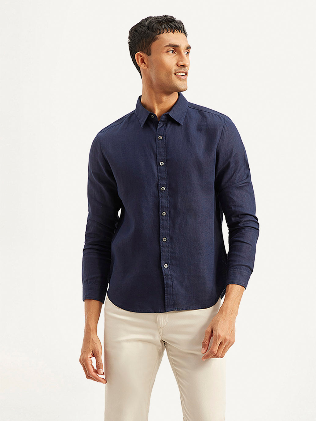 Men's Redloop Solid Slim Fit Linen Shirt