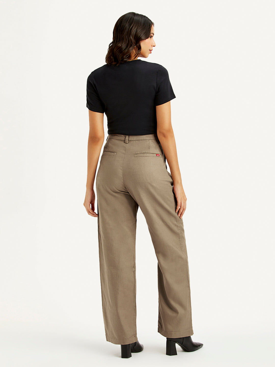 Women's High Rise Taupe Loose Fit Trousers - 038a08a0-3ff3-40cc-af70-edc676b13a8b View
