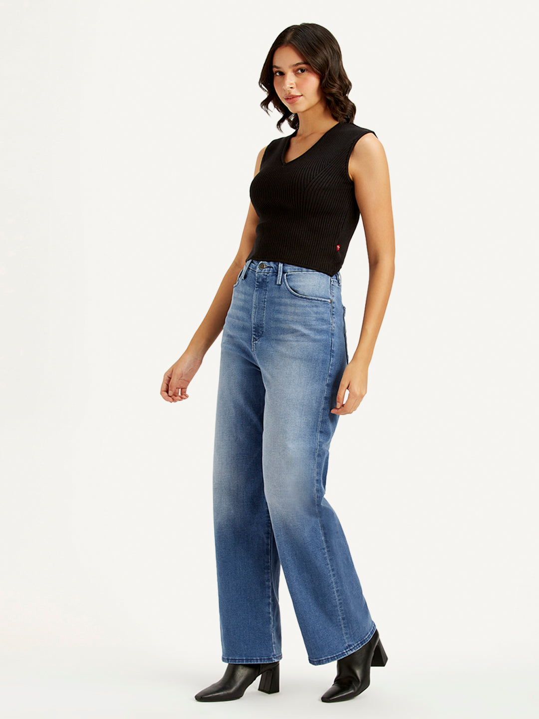 Women's Blue Loose Fit High Rise Jeans - 080dff64-99da-4b2b-88be-5e13fc18a679 View