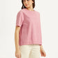 Women's Solid Pink Round Neck Top - 0d884fb1-4b4c-4c05-a2b7-43ba4a049a0d View