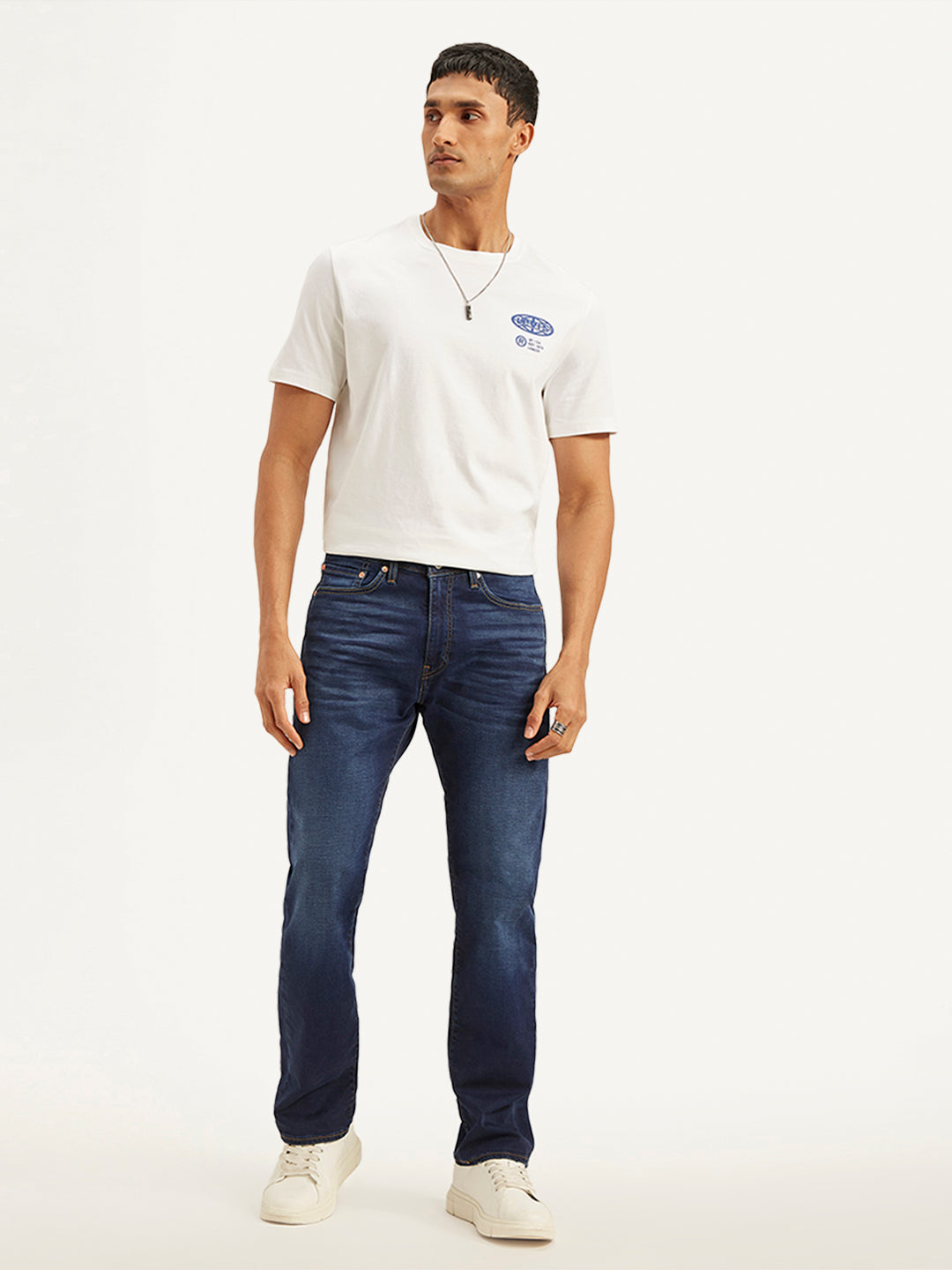 Men's 505 Navy Blue Straight Fit Mid Rise Jeans