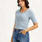 Women's Textured Light Blue Scoop Neck Top - 1cb91a71-fc49-4ef8-8d49-c987db43be35 View