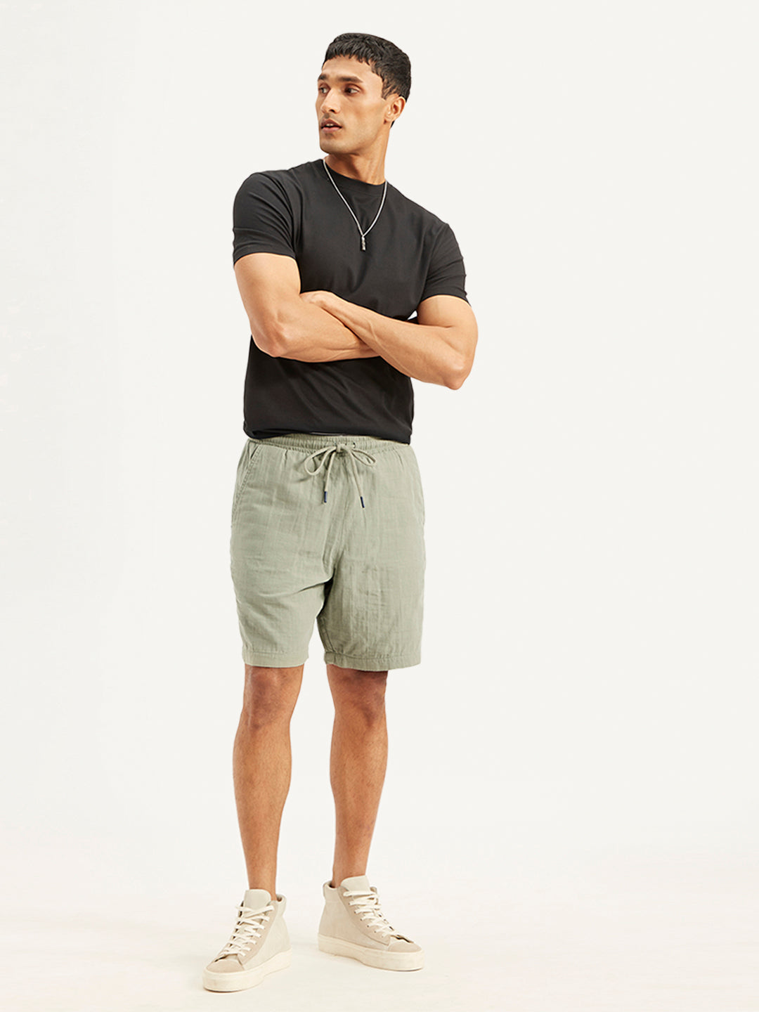 Men's Olive Relaxed Fit Shorts - 41a54f4e-5300-48e4-97c4-60cc21efbc28 View