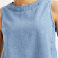 Women's Solid Light Blue Round Neck Denim Crop Top - 4c58e48c-b8a5-43c9-a499-e4fa5cece998 View