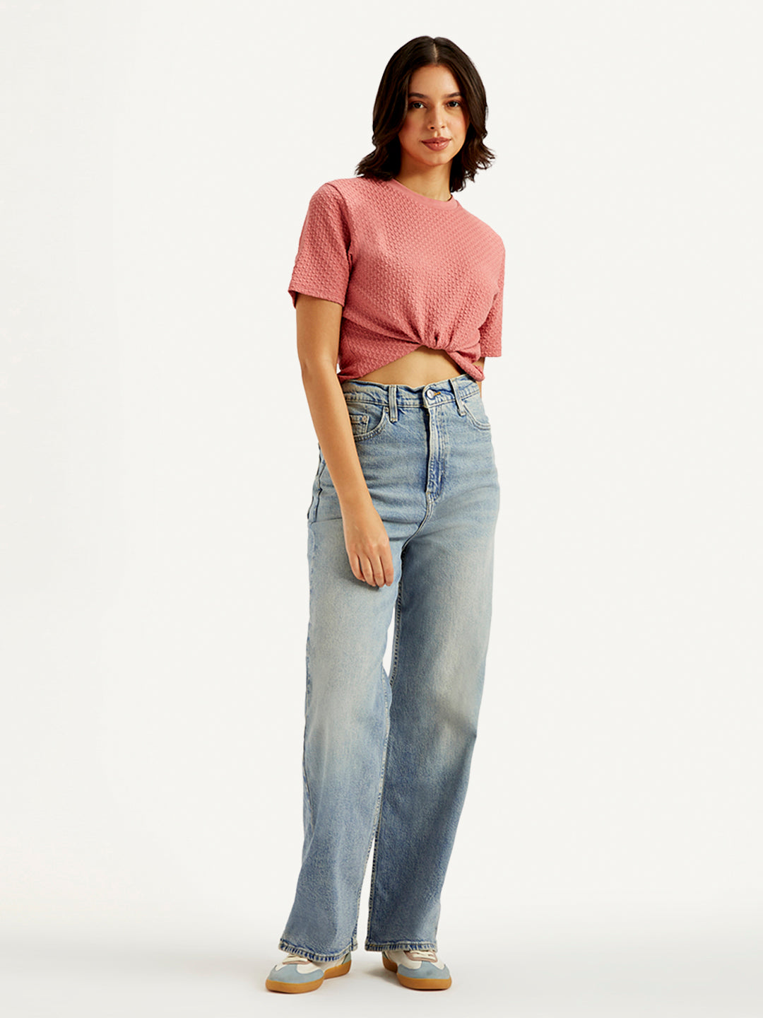Women's Light Blue Loose Fit High Rise Jeans