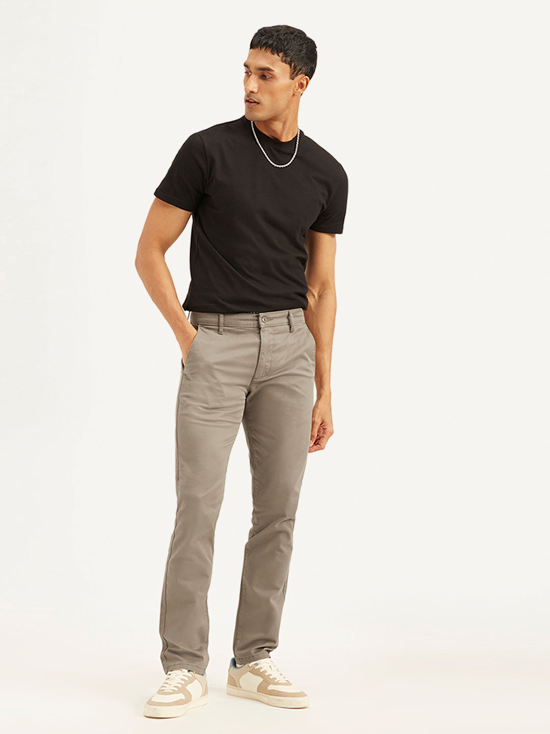 Men's Taupe Slim Fit Chinos