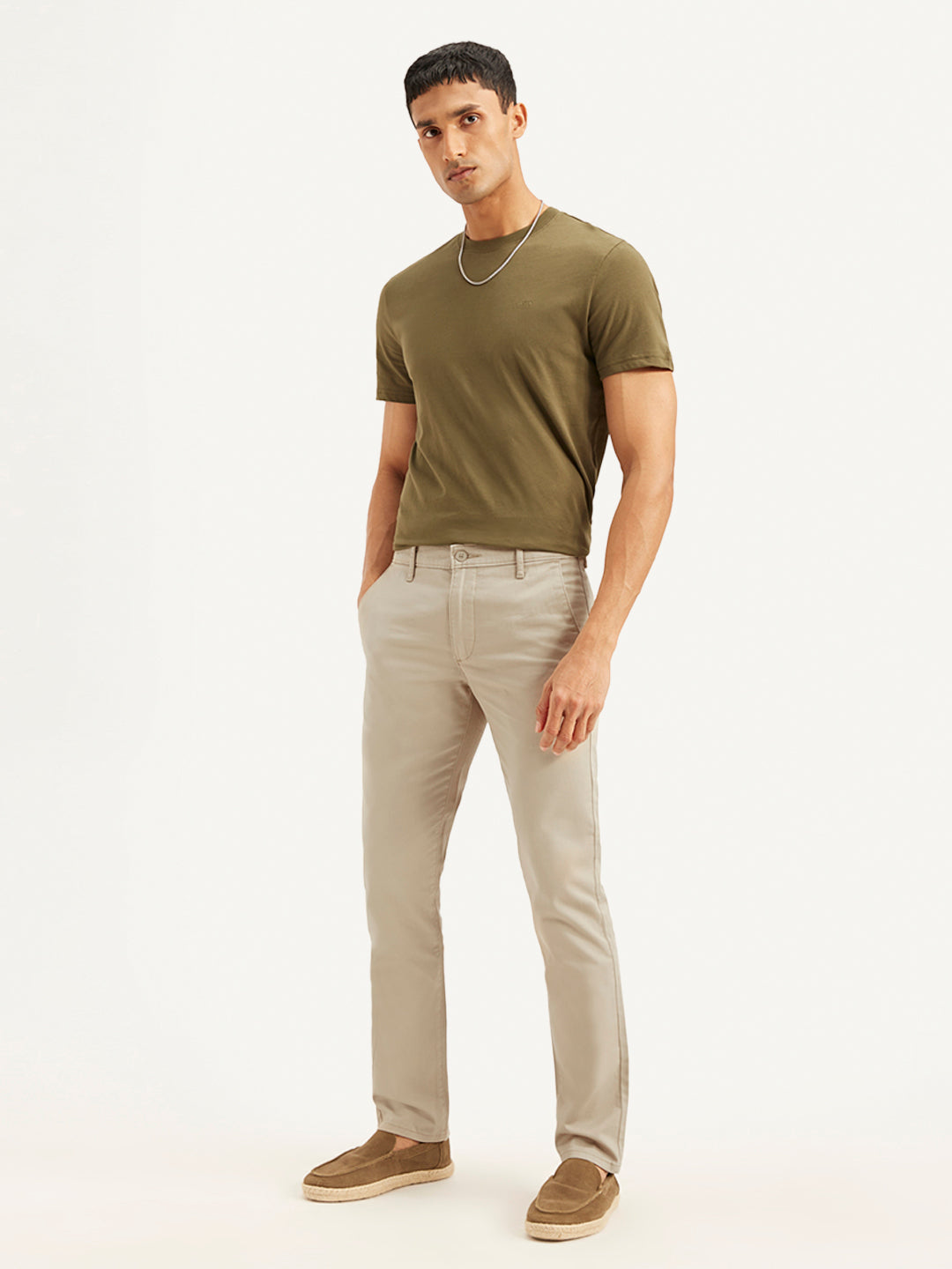 Men's Beige Slim Fit Chinos
