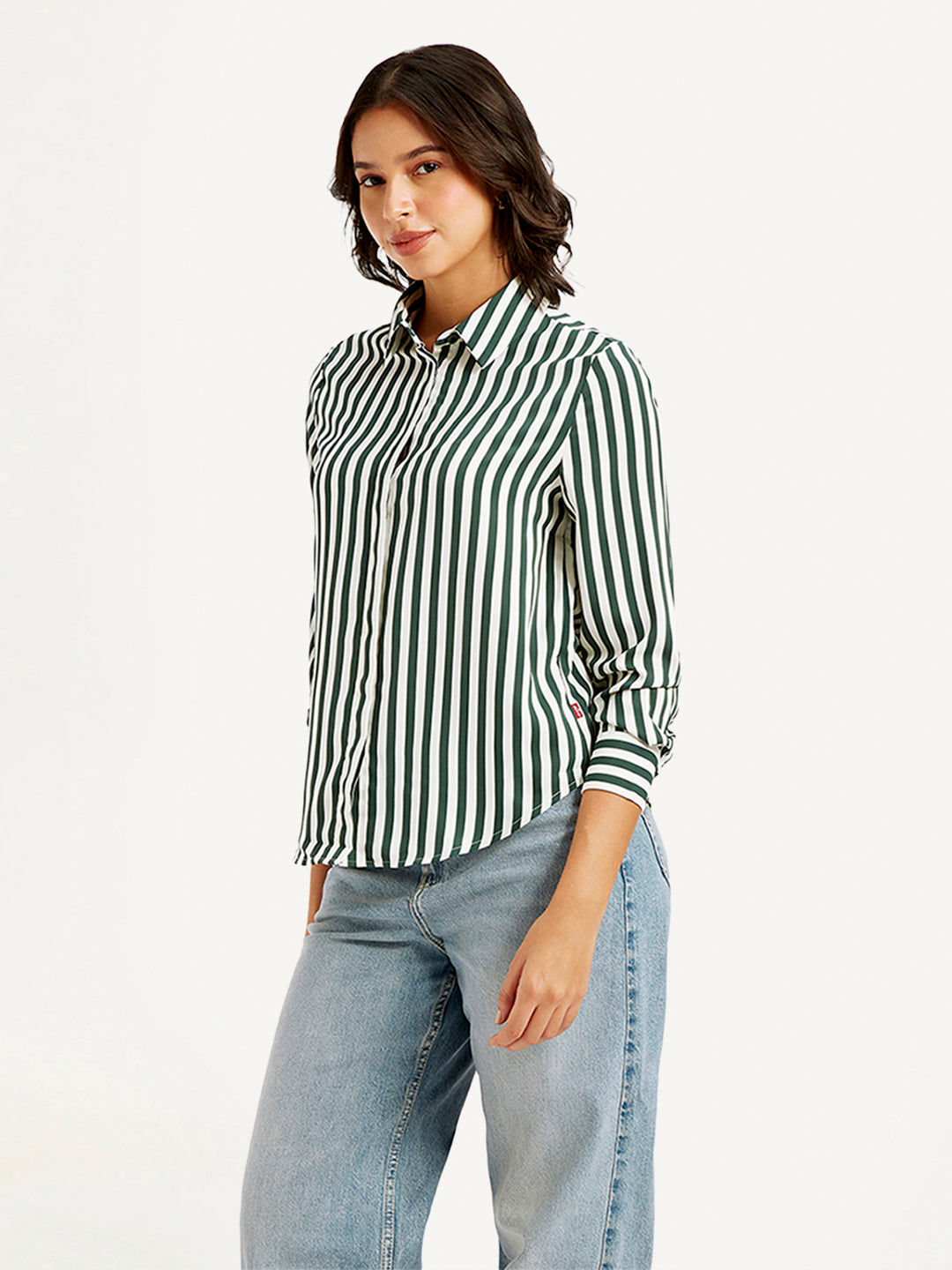 Women's Striped Spread Collar Shirt - 58b50a7c-3f5e-479b-89e5-18a6f7e06777 View