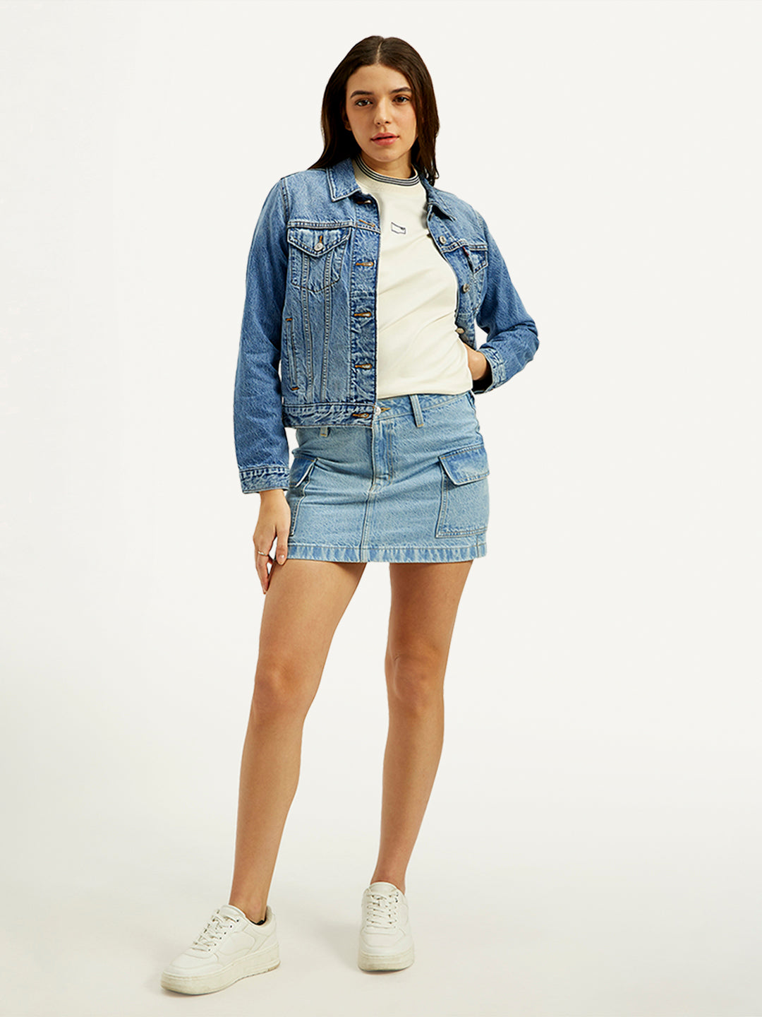 Women's High Rise Blue A-Line Skirt