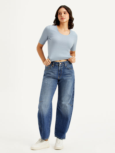 levi's Women's Blue Baggy Dad Barrel Fit Mid Rise Jeans-picture-39